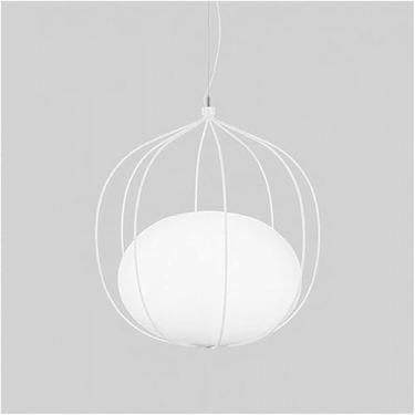 Imagem de Lustre moderno com gaiola de arame de metal, luminária pendente de teto industrial retrô, luminária de suspensão com altura ajustável compatível, decoração moderna