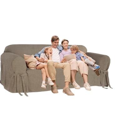 Imagem de Capa para Sofá de 4 lugares até 2,50m em Acquablock Impermeável Criança Anti Unha Cor:Marrom-claro