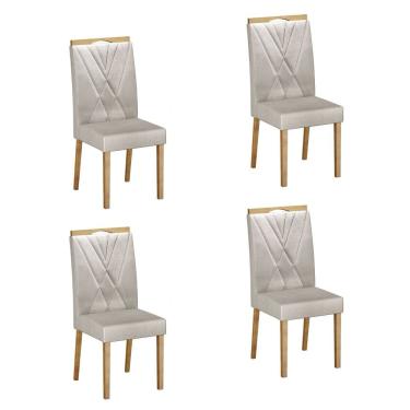 Imagem de Conjunto 4 Cadeiras para Sala de Jantar Pés em Madeira Maciça Lara Palha