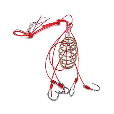 Imagem de GRFIT Ganchos de pesca 4 peças/conjunto de anzóis de pesca isca de suspensão de mola alimentador de aço inoxidável isca de alimentador em forma de oliva acessórios de ferramentas de peixe anzóis (cor