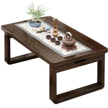 Imagem de Mesa de estudo infantil de bambu minimalista mesa de centro multifuncional mesa de lazer design dobrável economiza espaço adequado para uma ampla gama de aplicações (marrom nogueira, 80 x 50 x 31 cm)