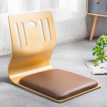 Imagem de UISLA Piso japonês sem pernas, tatami para sala de estar, meditação de madeira, braço de janela de sacada, sofá preguiçoso para ler, assistir TV