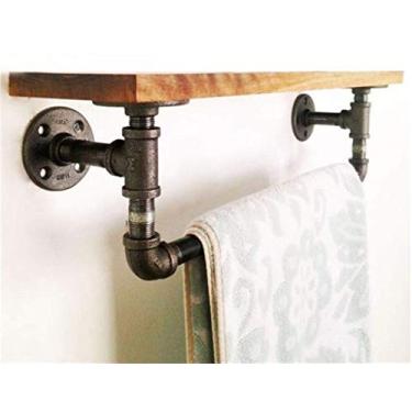 Imagem de Prateleiras flutuantes de barra de toalha prateleira de armazenamento de tubo de ferro LOFT prateleira de exibição prateleira de quarto estante (tamanho: 80 cm vezes; 20 cm; 2 cm) (80 cm # 215; 20 cm