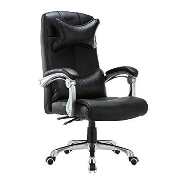 Imagem de Mesa de couro para computador, altura ajustável, ergonômica, encosto alto, computador de escritório com encosto de cabeça e suporte lombar para escritório, sala de reuniões