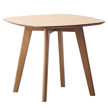 Imagem de Mesa de centro de fazenda, mesa de centro de madeira e material ecológico resistente, mesa de canto pequena quadrada para sala de estar, quarto, varanda