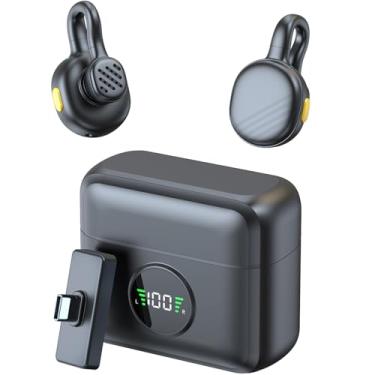 Imagem de TXTUNE Microfone de lapela sem fio para iPhone 15/16/Android, mini microfone de clipe com capa de carregamento, bateria 7H, microfone de lapela com cancelamento de ruído para gravação de vídeo