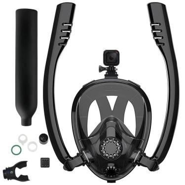 Imagem de Mascara De Mergulho Cilindro Oxigenio Oculos Snorkel Ar Nataçao Manometro Suporte Camera