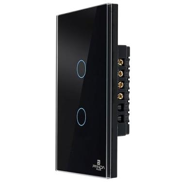 Imagem de Interruptor Inteligente Touch 1,2,3 e 6 Botões Teclas 4x2 e 4x4 Alexa Google Wifi App Tuya Pandaplus Controle de Voz Automação Bivolt (Preto 2 Botões)