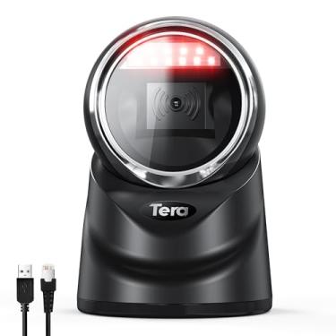 Imagem de Tera Scanner de código de barras 1D 2D QR Desktop omnidirecional mãos-livres, leitor de código de barras com fio USB 2.0 com sensor de imagem automático, scanner de plataforma de digitalização para PDS, supermercado, modelo de varejo 9100 (preto)