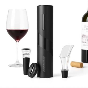 Imagem de Kit Premium de Vinho com Abridor Elétrico 4 em 1 – Inclui Cortador de Lacre, Decanter Aerador e Anel Antigotas - Estilo e Eficiência Profissional