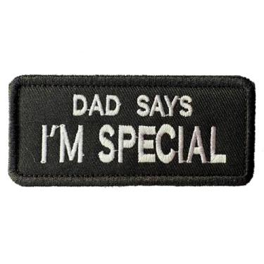 Imagem de Patch tático Dad Says I'm Special Funny Meme – Emblema bordado militar motociclista aplique gancho e fecho de laço para mochila, bolsa, colete, roupas e academia