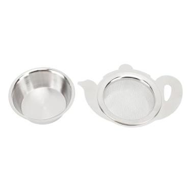 Imagem de Filtro de infusor de chá de aço inoxidável, malha fina, base com isolamento térmico, coador de chá, tigela para preparar folhas soltas de chá, material de aço inoxidável 304 (estilo bule de chá, cor