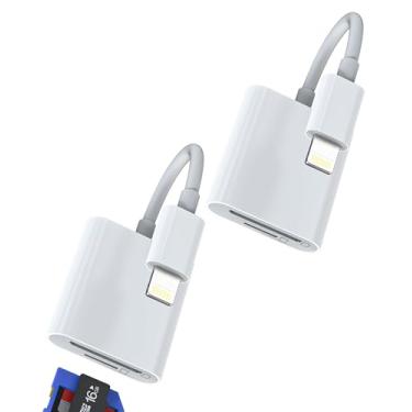Imagem de Leitor de cartão micro SD Lightning SD (pacote com 2) para iPhone 14 13 12 Pro Max, adaptador de transferência de dados de memória TF para acessórios Apple para iPad, conversor compacto, compartimento