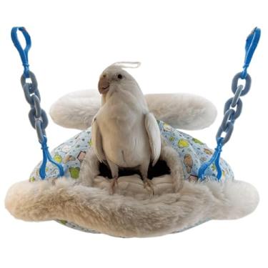 Imagem de CXYYXF Cama aconchegante para o inverno com almofada de veludo para java pardal papagaio periquito periquito periquito Lovebird calopsita Caique Lorikeet (azul, pequeno)