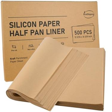 Imagem de EcoDispose 500 peças, 12 3/40.6 cm x 40.6 cm x 40.3 cm Assadeiras de papel manteiga pré-cortadas antiaderente, meia forma para assar (não branqueado)