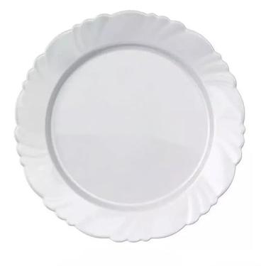 Imagem de Prato Raso Branco Kit 4/6/12 Vidro Temperado Resistente kit pratos de jantar Para Micro-ondas e Lava-louças(4 Peças)
