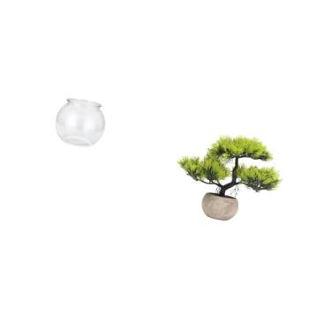 Imagem de Fenteer Aquário Pequeno Transparente para Peixes Pequenos, Ornamento Redondo, Tigela de Aquário, Vaso de Mesa, Decoração de Escritório, Plantas, Bonsai Artifi