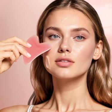 Imagem de Ferramenta de massagem Gua Sha de resina natural para cuidados com a pele facial, pescoço e terapia corporal, relaxamento muscular e alívio de tensão em tratamentos de corpo inteiro