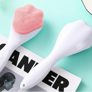 Imagem de Escovas de silicone para limpeza facial portátil limpeza profunda de poros esfoliante cravos ferramenta de cuidados com a pele, 2 peças rosa