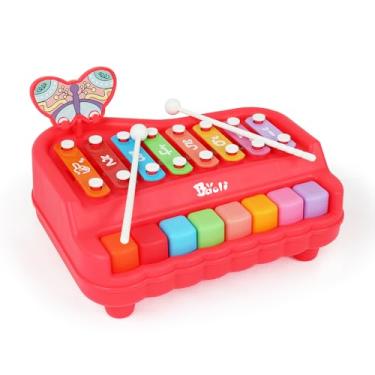 Imagem de Xilofone Infantil Vermelho 1905 – Brinquedo Musical Educativo para Crianças 1Ano – Estimula o Desenvolvimento Auditivo e a Coordenação Motora Fina com Diversão Sonora