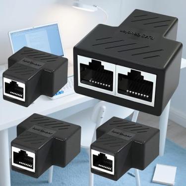 Imagem de Pacote com 4 adaptadores divisor Ethernet RJ45 – Conector soquete fêmea de 1 a 2 portas para extensão de cabo LAN Cat5/Cat5e/Cat6/Cat7, plugue extensor de rede 8P8C,