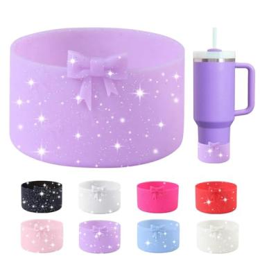 Imagem de Bota de silicone com laço de glitter para StanleyTumbler 567.0-1,134.0 g & Owala garrafa de água 680.4 g & IceFlow 567.0 g 850.5 g & Hydroflask garrafa de água 340.2-680.4 g capa antiderrapante para
