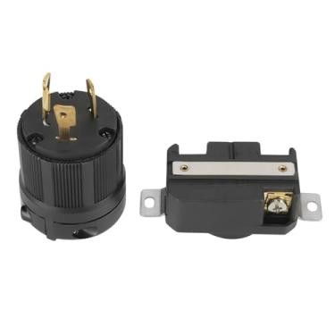 Imagem de NEMA Plugue elétrico de trava macho e fêmea, L6-30P L6-30R 30A 250V trava elétrica 3 pinos conector receptáculo