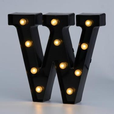 Imagem de Letreiro de LED preto, letreiro com letras, para luz noturna, casamento, festa de aniversário, Natal, decoração de bar, personagem (W)