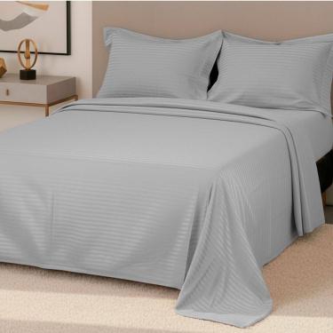 Imagem de Jogo de Cama Queen Percal 300 Fios 100% Algodão Adamascado 4 Peças – BF Colchões