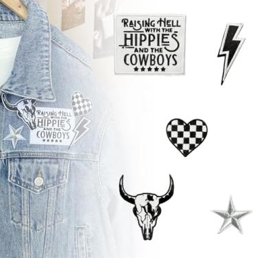 Imagem de Conjunto de 5 peças Hippie Bordado – Apliques de Ferro/Costurados para Roupas DIY, Mochilas, Chapéus de Caminhoneiro e Sapatos de Lona