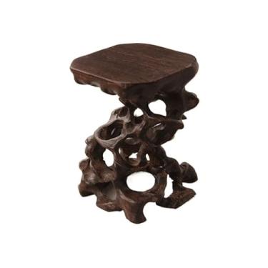 Imagem de suporte para bonsai Escultura de raiz oca, ornamentos artesanais, base exibição vaso bule pedra estranha(Grande)