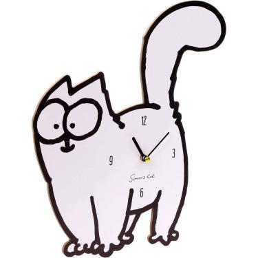 Imagem de Relógio de parede Simon`s Cat Shape 35x35cm MDF e madeira