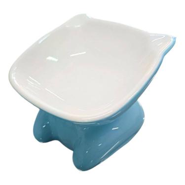 Imagem de Comedouro Ergonômico Elevado De Cerâmica Para Gatos Pet