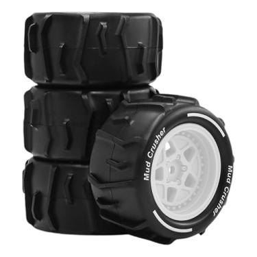 Imagem de Generic Conjunto de 4 rodas e pneus de reposição para modelos RC, acessórios de atualização DIY para Granite Grom na escala para 1:18, Branco