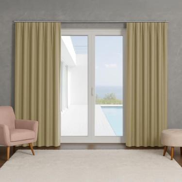Imagem de Cortina Blackout para Trilho Suíço, 6,00 x 2,50m, 2 Painéis, Tecido 100% Poliéster, Bloqueia 85% da Luz, Ideal para Sala, Quarto, Escritório (Bege)