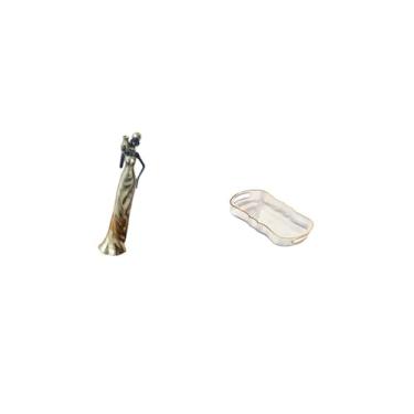 Imagem de Fenteer Bandeja Decorativa com Escultura de Figura Feminina Africana para Casa, Ideal para Hotéis, Banheiros, Pias, Frutas, Cafeterias E Armazenamento de