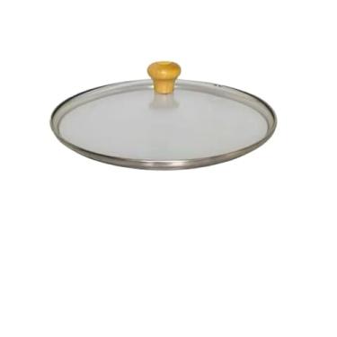 Imagem de TAMPA DE VIDRO TEMPERADO AVULSA 10 12 14 16 18 20 22 24 26 28 30 CM -PARA JOGO DE PANELA E FRIGIDEIRA-MADEIRA(Kit com 2 TAM 26 cm)