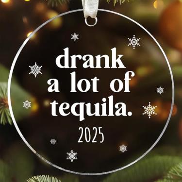 Imagem de UMACVN Ornamento de tequila - presentes de tequila - presentes para amantes de bebidas, barman - enfeites de bebida, enfeites de copos de bebida para árvore de Natal - Ornamento acrílico 2025