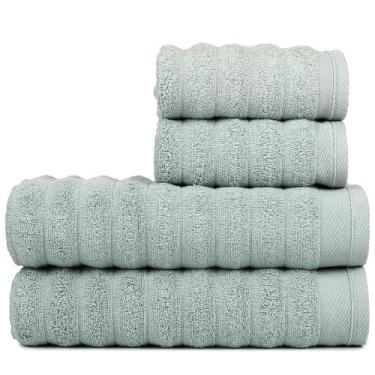 Imagem de Kit 4 Toalhas de Banho e Rosto 100% Algodão Super Macias e Absorventes Toalhas Felpudas de Luxo Premium para Banho e Decoração (Lago Congelado)