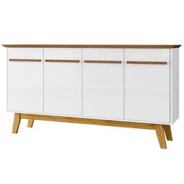 Imagem de Balcao Buffet 4 Portas Opala 160 Cm Cinamomo Branco Bechara Cinamomo Branco