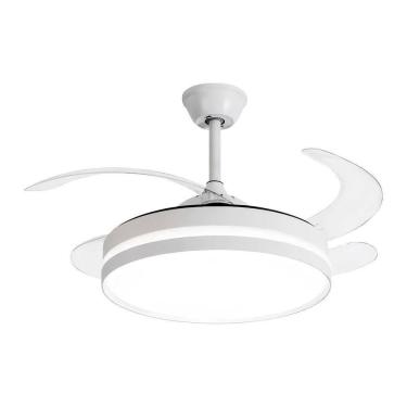 Imagem de Lustre Ventilador Teto Led Pás Retrátil Com Controle Remoto