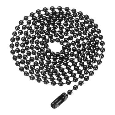 Imagem de HARFINGTON Corrente de bola de ferro de 2,4 mm 75 cm de comprimento, colar de contas redondas com etiqueta de cachorro com fechos, para homens e mulheres, pulseiras para fabricação de joias, chaveiro