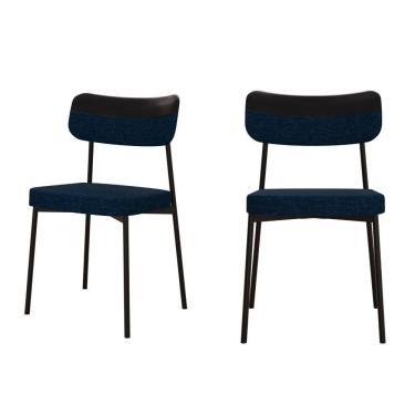 Imagem de Cadeira Mynna Fixa C/4 Pes 525 X 470 X 790 Mm C/2 Un. Crt.azul/courino Preto Corriente Azul/courino Preto