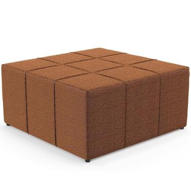 Imagem de Puff Decorativo Para Sala De Estar Quadrado Milano 90x90cm W01 Bouclê Terracota - Lyam Decor
