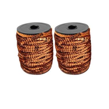 Imagem de Fio Trançado Lantejoula Laranja Irisado Brilhante 6mm 50m 150g - Macal