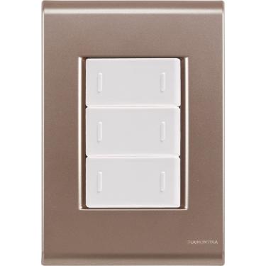 Imagem de Cj Placa Três Interruptor Triplo Liz Ouro Velho Tramontina Completo Pronto Tramontina