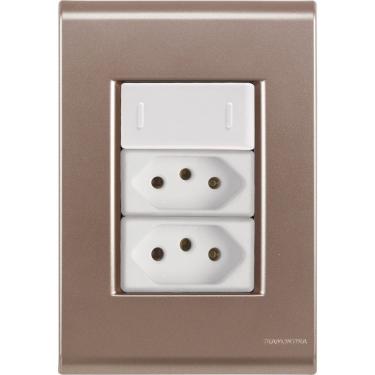 Imagem de Cj Interruptor E Duas Tomadas 10a E 20a Liz Ouro Velho Tramontina Completo Pronto Tramontina