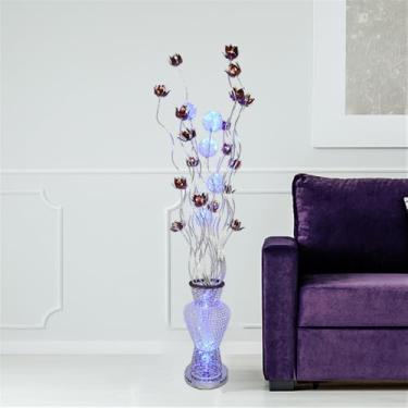 Imagem de Luminária de chão nórdica moderna com estampa floral, em alumínio, para sala de estar, sofá, quarto, casamento, com LED, originalidade e design decorativo (Estilo 1)