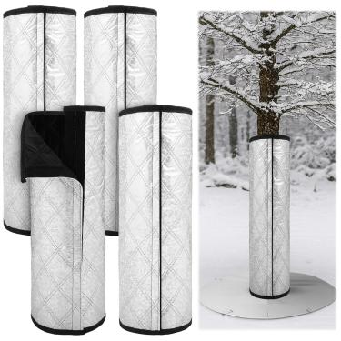 Imagem de SATINIOR Pacote com 4 protetores de raiz de palmeira de inverno, capas de inverno autoadesivas para raízes de árvores, cobertura de isolamento de plantas para jardim, ao ar livre, frio, plantas