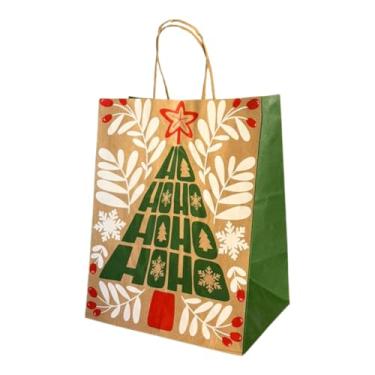 Imagem de Kit 10 Sacola De Papel Kraft Natal Festa Natalina Presente Vários Tamanhos (Hohoho 20cm)